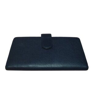 Buxton Blue Genuine Leather Bifold Checkbook Wallet Snap Flap Closure Classic
